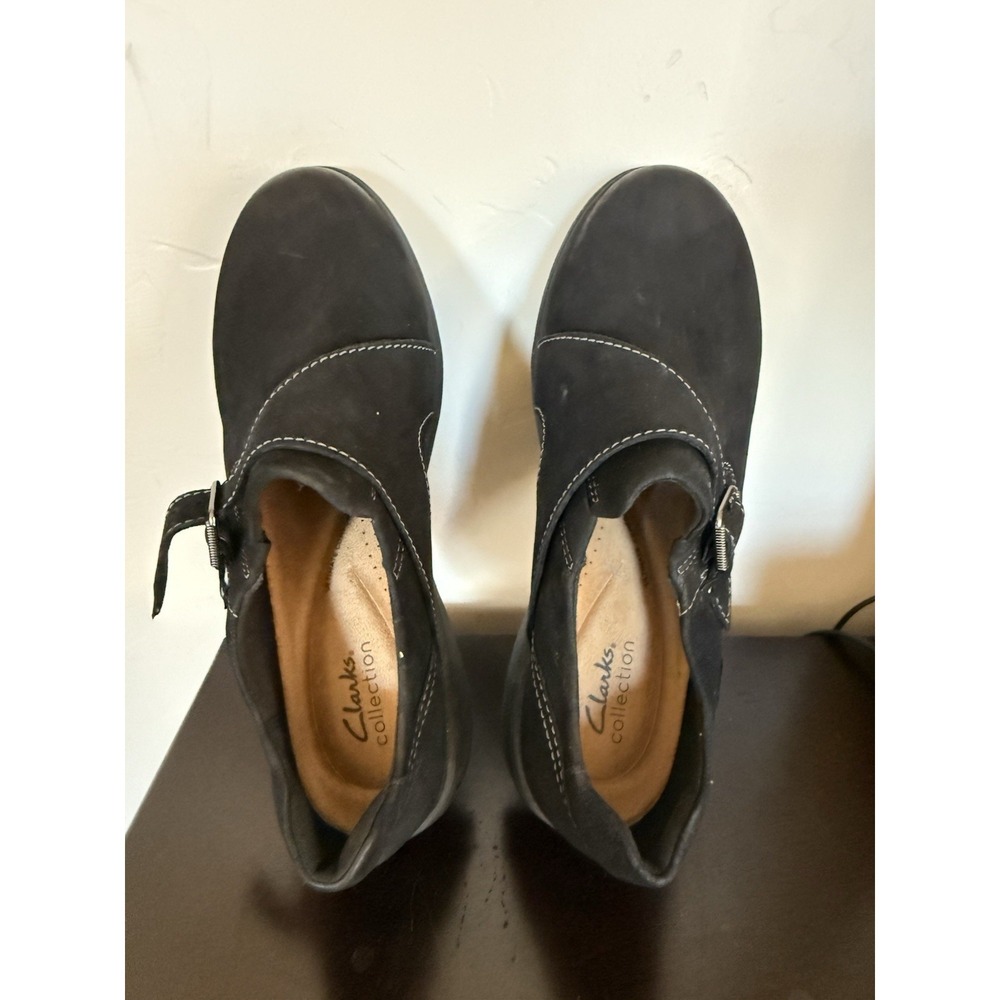 Clarks Carleigh Jazz Womens Slip On Loafers Nubuck Black‎ Leather Shoes 9.5 M